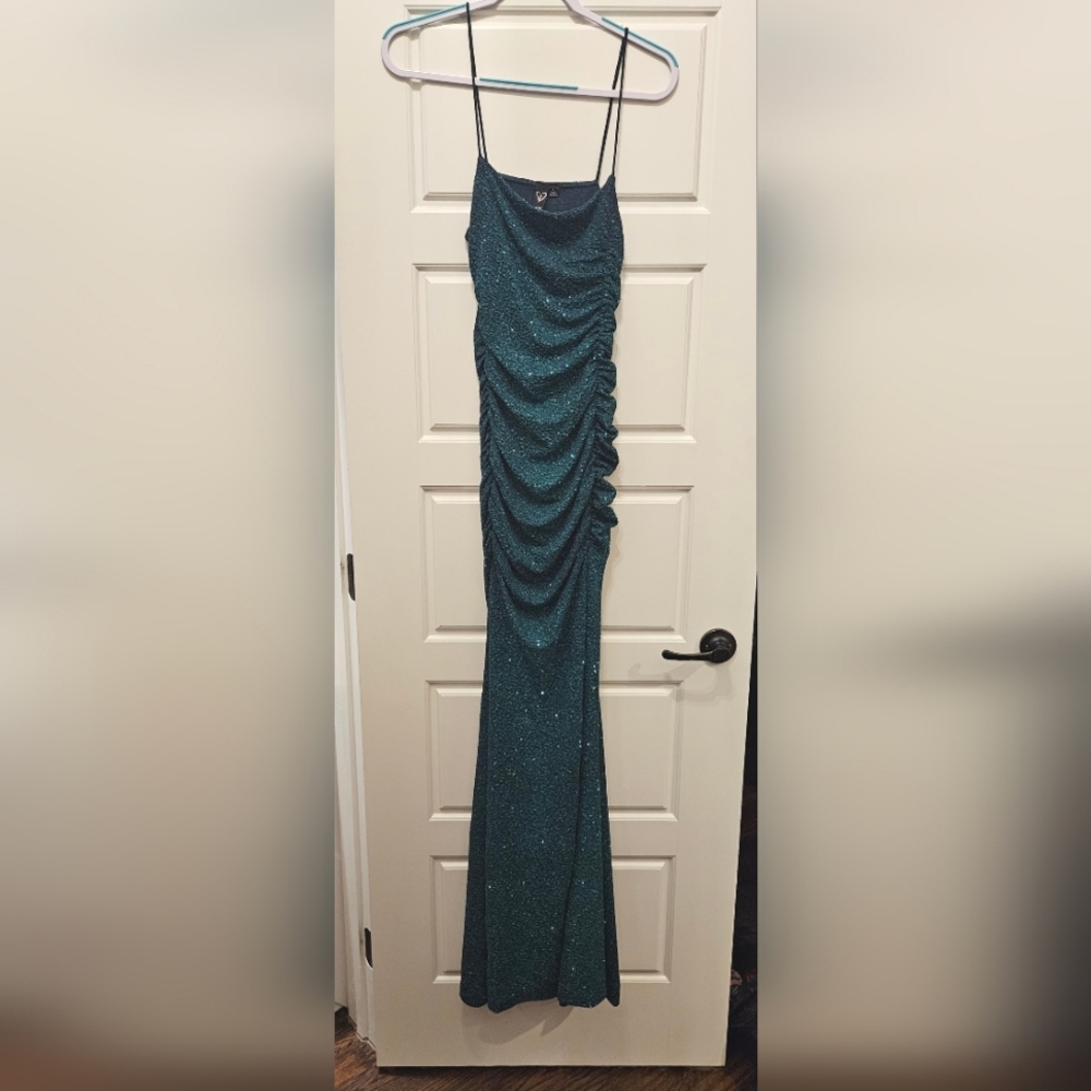 Hayden Ruched Glitter Knit Mermaid Dress